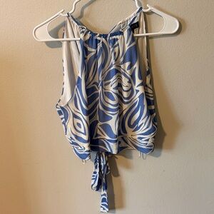 1. State Blue and White Tie-Back Halter